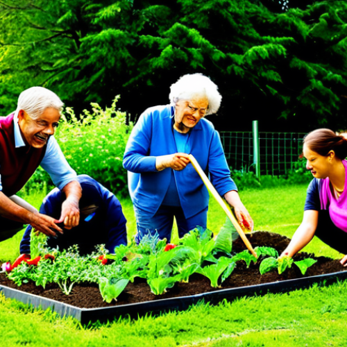 Home 4 지속가능발전 분야의 실무 경험과 이론의 차이점 - **Image:** A diverse group of people collaborating on a community garden project, planting vegetable...