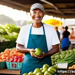 Home 21 지속가능발전과 환경 보호 정책 - **Prompt:** A vibrant and bustling farmers' market stall, overflowing with a variety of "ugly" yet p...
